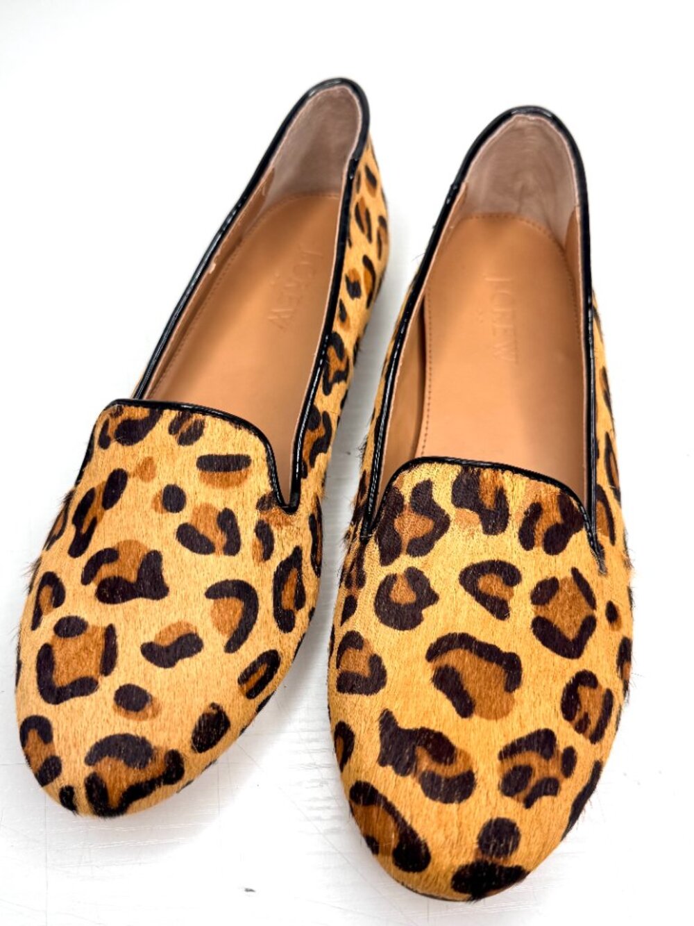 J CREW Factory Cora Calf Hair Preppy Office Animal Print Loafers 6.5